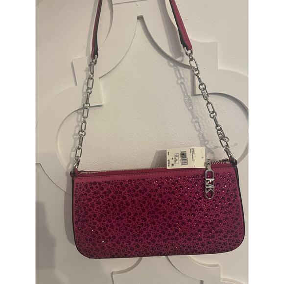NEW Michael Kors - Mid Chain Pouchette Leather Pink (Ret. $278) - Picture 1 of 6